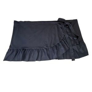 J.Crew Swim Skirt Navy Blue Cover-Up Ruffle Hem Tie‎ Waist Black XL